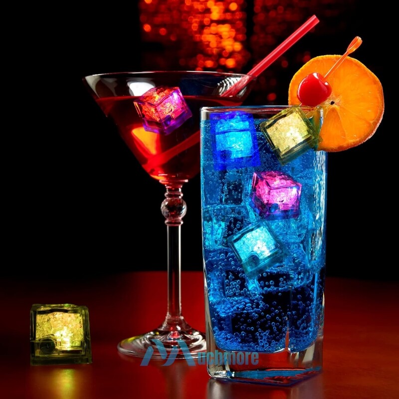 12~60Pcs Light up Ice Cubes for Drinks – Multi Color Fast Flashing Led Ice Cubes