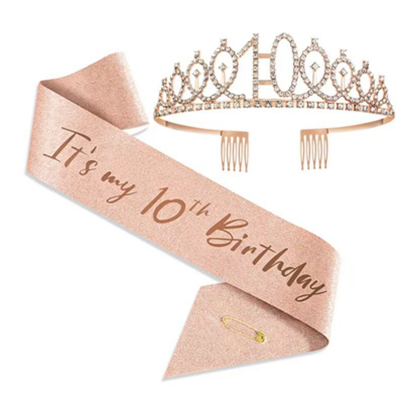 Tiara and Sash Set for Birthday Girls Women Milestone 10th – 40th