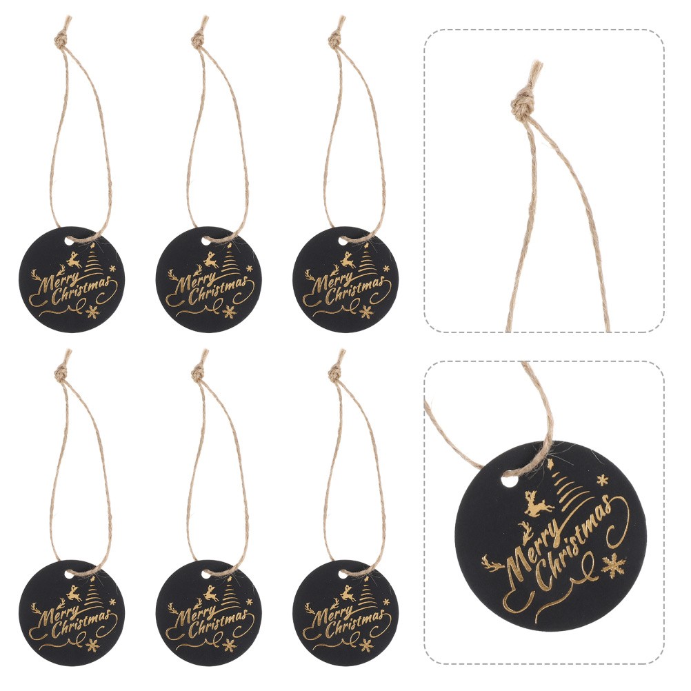 100Pcs Black Paper Gift Tags for Christmas Durable Decorative Hanging Tags
