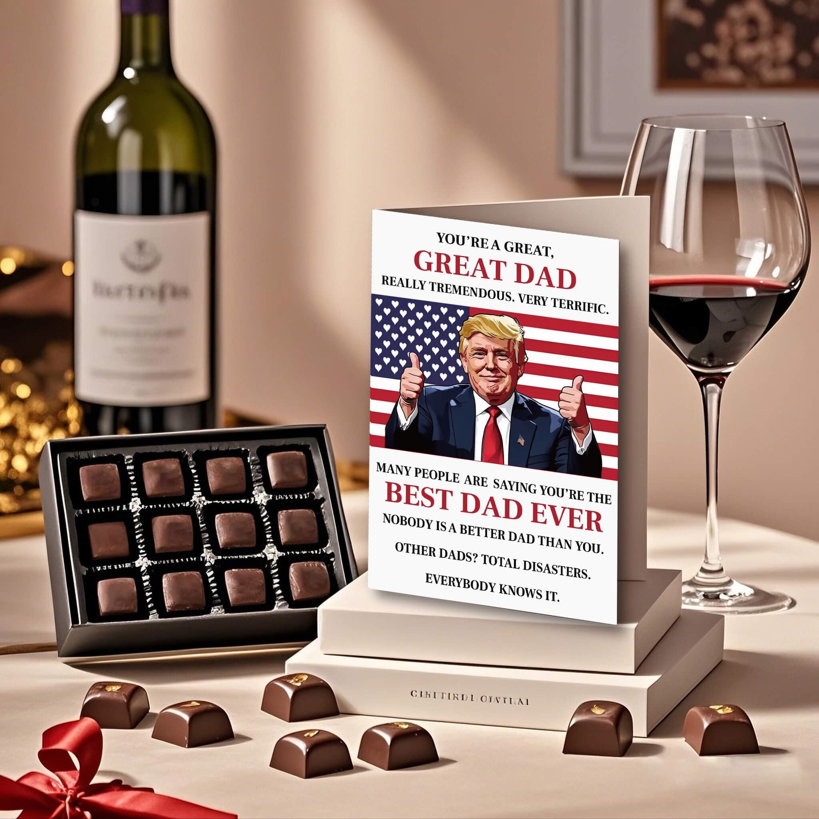 WENHUI Funny Fathers Day Card for Dad, Grandpa 5.3″x8″, Metallic – Rose Gold