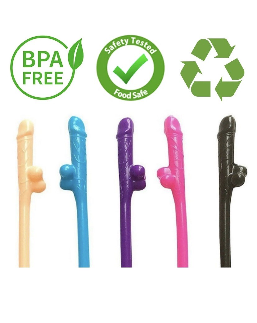 50 Novelty Penis Straws Bachelorette Party Supplies Decorations Dick Drinking.