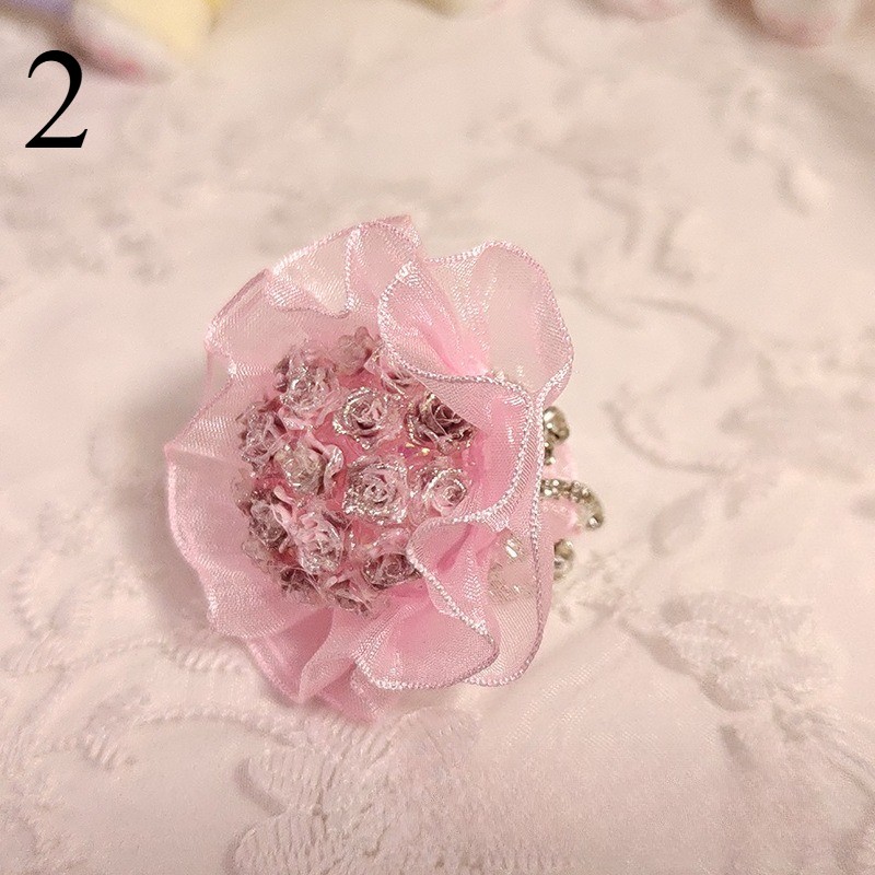 1x Heavy-Duty Mini Rose Bouquet Lace Flower Doll DIY Decoration Tassel with Hole