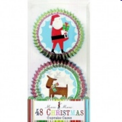 48 Christmas HOliday Santa Reindeer Cupcake Cupcakes Cups Party Cases Liners