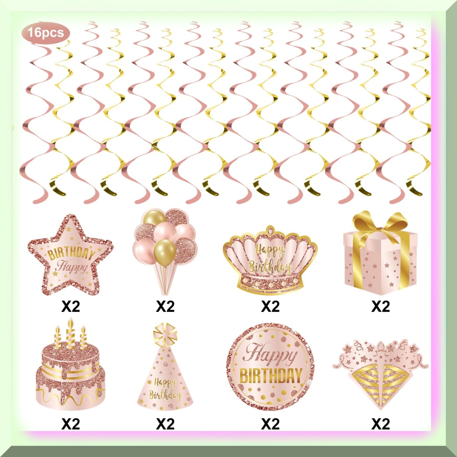 Rose Gold Swirl Hanging Decorations 30 Pieces