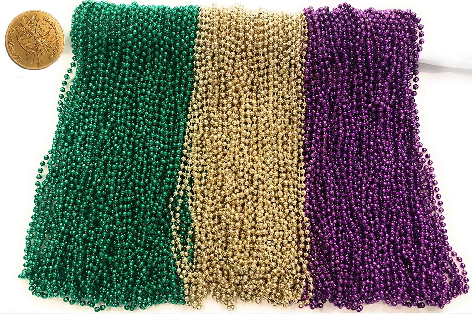 Mardi Gras Beads 33 inch 7mm, 12 Dozen, 144 Pieces, Pearl White Necklaces…
