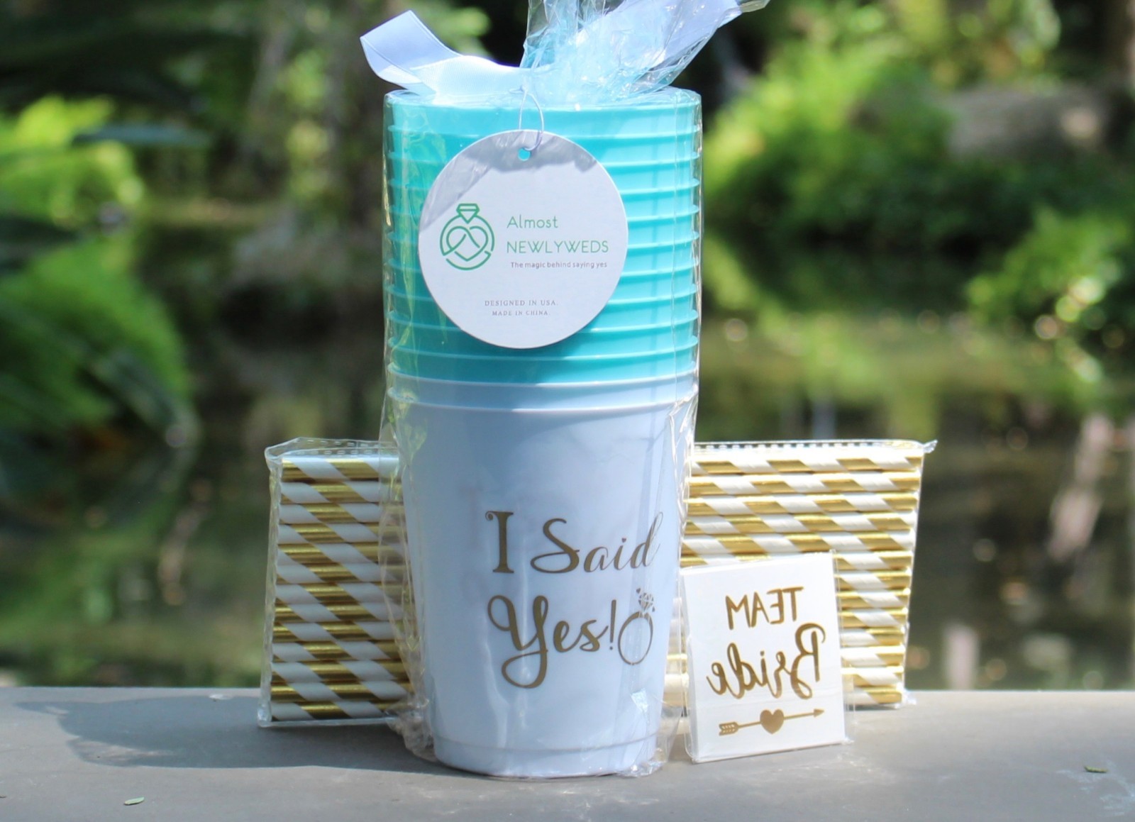 36 PIECE BUNDLE | Bachelorette Party Cups + Bridal Temporary Tattoos + Straws